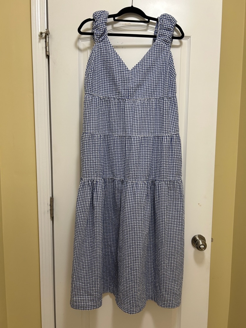 Old Navy Blue and White Gingham Tiered Sundress